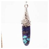 Sea Sediment Jasper Drop Earrings - Purple and Blue with 925 Sterling Silver Caps