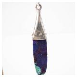 Sea Sediment Jasper Drop Earrings - Purple and Blue with 925 Sterling Silver Caps