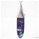 Sea Sediment Jasper Drop Earrings - Purple and Blue with 925 Sterling Silver Caps
