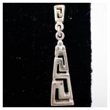 Sterling Silver Greek Key Dangle Earrings 925 - Geometric Openwork