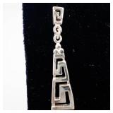 Sterling Silver Greek Key Dangle Earrings 925 - Geometric Openwork