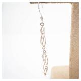 Sterling Silver Dangle Earrings 925 - Twisted Ribbon Design