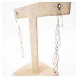 Sterling Silver Dangle Earrings 925 - Twisted Ribbon Design