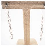 Sterling Silver Dangle Earrings 925 - Twisted Ribbon Design