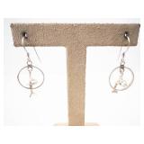 Sterling Silvers Hoop Earrings with Fish/Dolphin Pendant