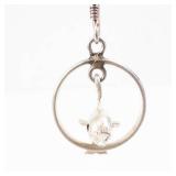 Sterling Silvers Hoop Earrings with Fish/Dolphin Pendant