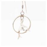 Sterling Silvers Hoop Earrings with Fish/Dolphin Pendant