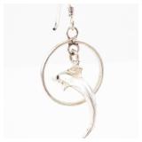 Sterling Silvers Hoop Earrings with Fish/Dolphin Pendant