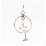 Sterling Silvers Hoop Earrings with Fish/Dolphin Pendant