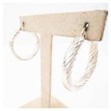 Sterling Silver Rope Hoop Earrings - Twisted Wire Hoops