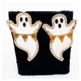 Sugarfix Boo Ghost Earrings - Gold-Tone with Crystals