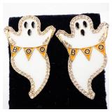 Sugarfix Boo Ghost Earrings - Gold-Tone with Crystals