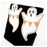Sugarfix Boo Ghost Earrings - Gold-Tone with Crystals