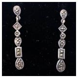 NF Sterling Silver Marcasite Drop Earrings