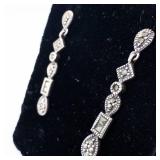 NF Sterling Silver Marcasite Drop Earrings