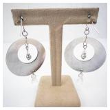 Abalone Shell Donut Hoop Earrings - Pearl Bead & Crystal Drops