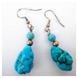 Silver Tone Turquoise Dangle Earrings (Lot of 3)