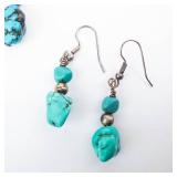 Silver Tone Turquoise Dangle Earrings (Lot of 3)