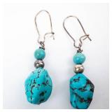 Silver Tone Turquoise Dangle Earrings (Lot of 3)