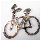 TR-153 Sterling Silver Bicycle Brooch 925 Made in Mexico - Two-Tone Gold Accents