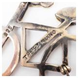 TR-153 Sterling Silver Bicycle Brooch 925 Made in Mexico - Two-Tone Gold Accents
