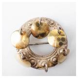 Vintage 835 Silver Solje Brooch Norway with Gold Discs