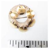 Vintage 835 Silver Solje Brooch Norway with Gold Discs