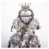 Vintage Norwegian 830S Silver Filigree Crown Brooch with Dangling Drops