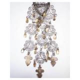 Vintage Norwegian 830S Silver Filigree Crown Brooch with Dangling Drops
