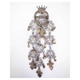 Vintage Norwegian 830S Silver Filigree Crown Brooch with Dangling Drops