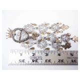 Vintage Norwegian 830S Silver Filigree Crown Brooch with Dangling Drops