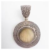 Large 925 Sterling Silver Mother of Pearl Pendant