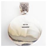 Large 925 Sterling Silver Mother of Pearl Pendant