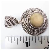 Large 925 Sterling Silver Mother of Pearl Pendant