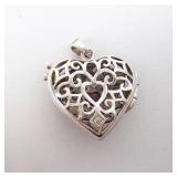 Sterling Silver Heart Locket Pendant with Pink Heart Gemstone