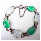 Jadeite Moonstone Link Bracelet - Sterling Silver