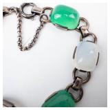 Jadeite Moonstone Link Bracelet - Sterling Silver