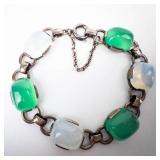 Jadeite Moonstone Link Bracelet - Sterling Silver