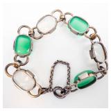 Jadeite Moonstone Link Bracelet - Sterling Silver