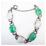 Jadeite Moonstone Link Bracelet - Sterling Silver