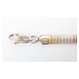 Italy 925 Sterling Silver Weave Bracelet - Tri-Tone Center Panel, Lobster Clasp. 7"