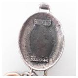 Onyx Cabochon Sterling Silver Toggle Bracelet - Five Oval Settings, 925, 7.5"