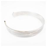 Engraved Open Cuff Bracelet with Floral Motif XL Loose Fit