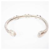 Sterling Silver Twist Rope Cuff Bracelet - 18.12g, Size 56mm