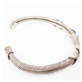 Sterling Silver Twist Rope Cuff Bracelet - 18.12g, Size 56mm