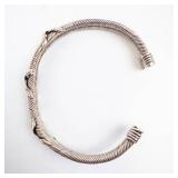 Sterling Silver Twist Rope Cuff Bracelet - 18.12g, Size 56mm