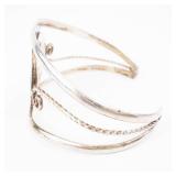 Alpaca Abalone Shell Inlay Cuff Bracelet with Twisted Wire Detailing
