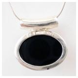 Baltic Green Amber Pendant Necklace - Sterling Silver Oval Cabochon - 18-Inch Chain
