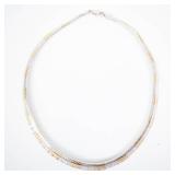 Sterling Silver 925 Italy Two-Tone Cleopatra-Style Collar Necklace - 16"