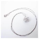 CZ Halo Pendant Necklace with Round Center Stone - 18 Inch Chain